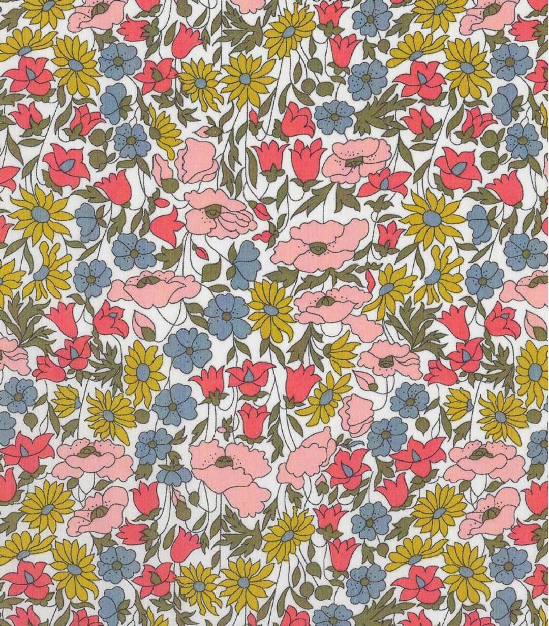 Liberty Printed Fabric Liberty Poppy Daisy Venus Acidulous Color Pink ...