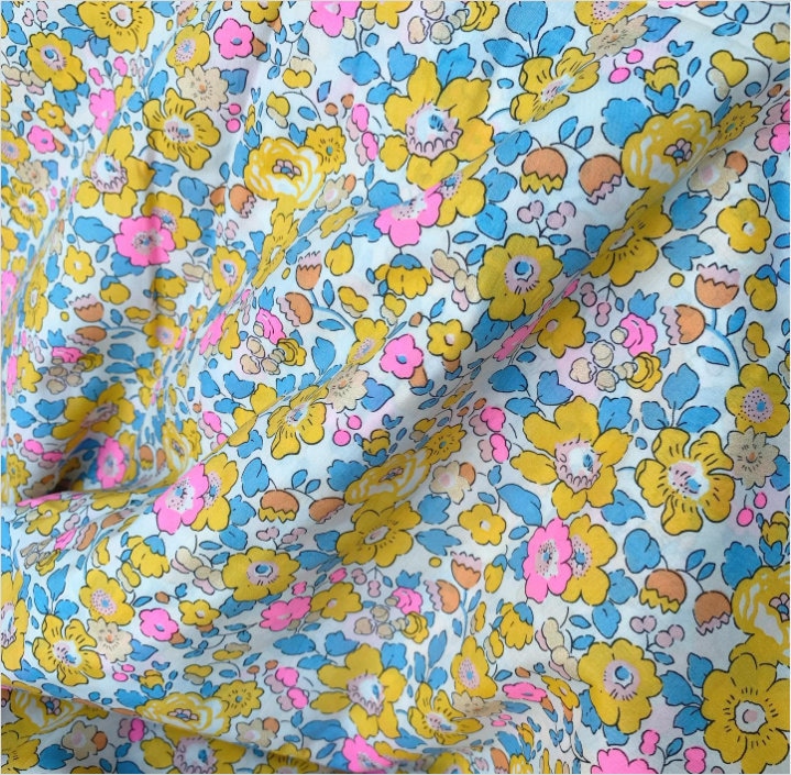 Liberty Fabric, Liberty BETSY OH La La Neon Pink Yellow, Liberty