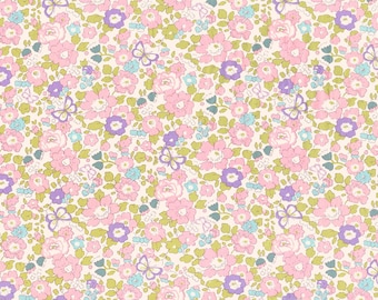 Liberty, Liberty fabric, Liberty BETSY BUTTERFLY pink blue green, Liberty Betsy fabric, Betsy pink, Liberty print, Liberty pink, rare fabric