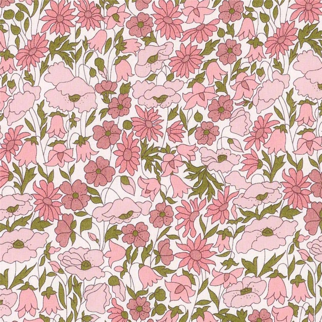 Liberty Fabric, Liberty Poppy and Daisy Rose Pompadour, Liberty