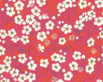 Tissu imprimé Liberty motif Mitsi Liberty couleur rose rouge