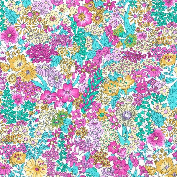 Tissu imprimé Liberty motif Liberty MARGARET ANNIE multicolore violet turquoise