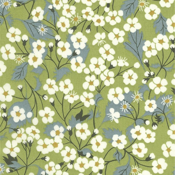 Tissu imprimé Liberty motif Mitsi Liberty couleur vert