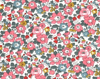 Tissu imprimé Liberty motif Liberty Betsy ann Pivoine Joy couleur rose