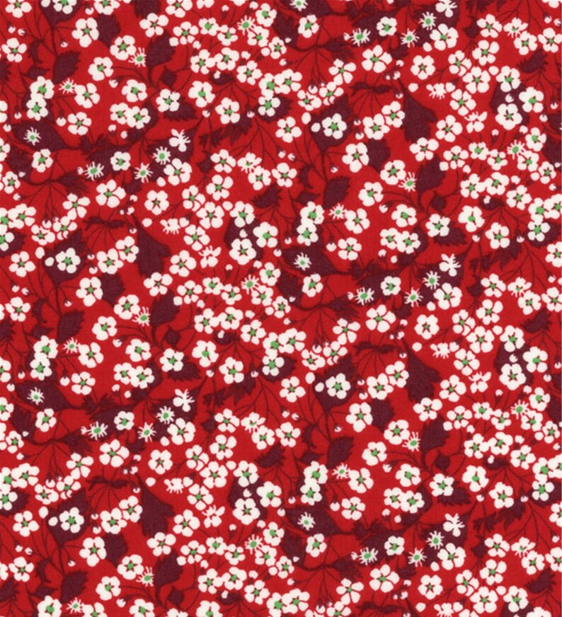 Tissu imprimé Liberty motif Mitsi Valeria Rubis Fraise des bois Liberty couleur rouge image 1