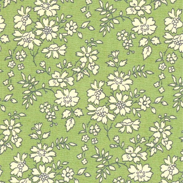 Tissu imprimé Liberty motif Liberty CAPEL amande couleur vert