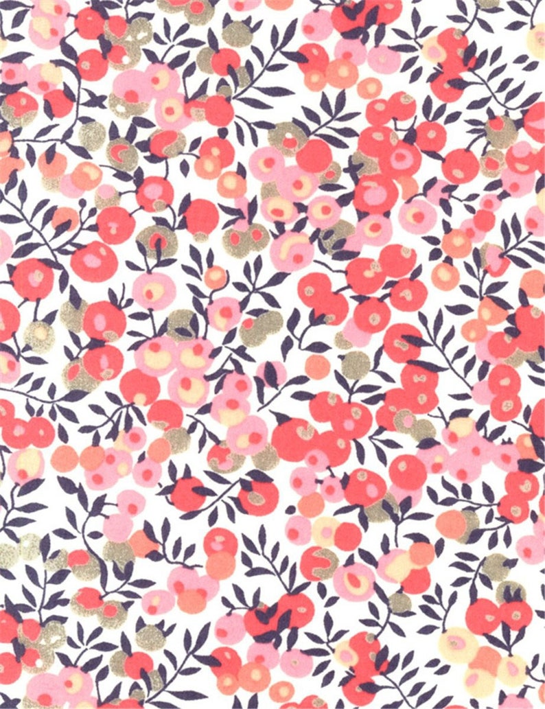 Liberty print fabric Liberty Wiltshire pattern Sweet peas candy floss color pink gray image 1