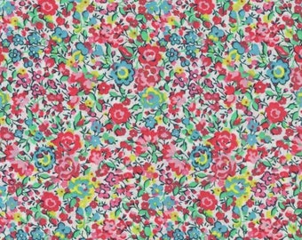 Liberty printed fabric Liberty pattern EMMA AND GEORGINA turquoise pink