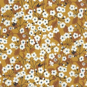 Liberty print fabric, Mitsi Liberty pattern, mustard yellow color