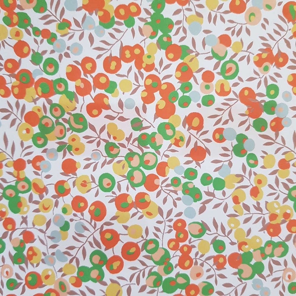 Tissu Viscose Imprimé Liberty – Motifs Fleuris Rose, Orange, Vert, Bleu – 1,50 M De Large