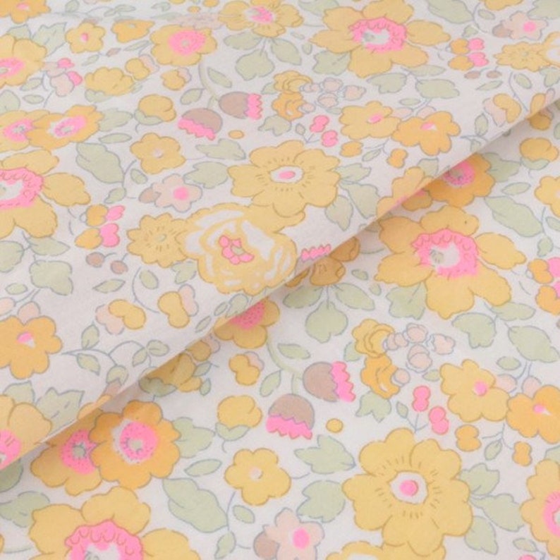 Liberty, Liberty fabric, Liberty BETSY, Liberty Betsy fabric, fluorescent Betsy LEMON CURD, Liberty print, pink Betsy, rare fabric, fabric image 1