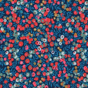 Liberty, tela Liberty, Liberty WILTSHIRE, tela Liberty Wiltshire, rojo azul marino de Wiltshire, estampado Liberty, tela rara, tela