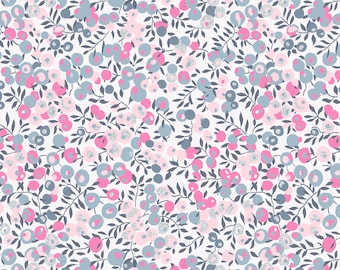 Liberty, tissu Liberty, Liberty WILTSHIRE CRYSTAL gris et rose, Tissu Liberty Wiltshire, Wiltshire rose, imprimé Liberty, Liberty rose