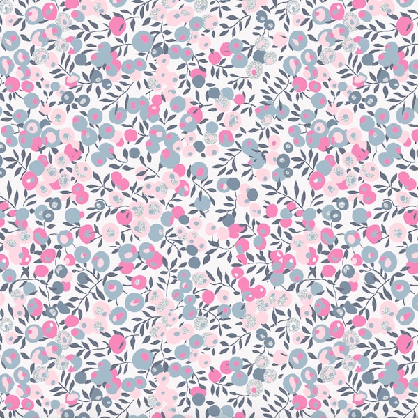 Liberty, Liberty Fabric, Liberty WILTSHIRE CRYSTAL Grau & Pink, Liberty Wiltshire Stoff, Wiltshire Pink, Liberty Print, Liberty Pink