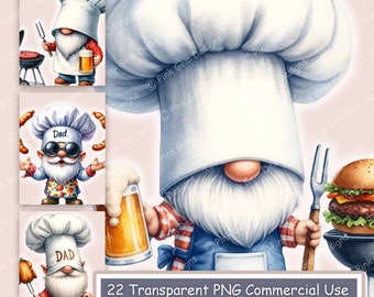 Clipartbundel barbecuekabouters: aquarel png-afbeeldingen (digitale download)