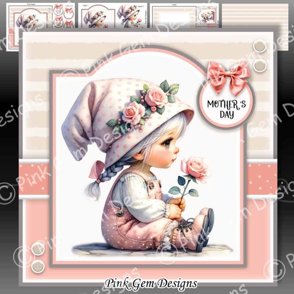 Mother's Day Downloadable Card Kit, Printable, Cardmaking Kit, Scrapbooking, Mom, Mum, Mam Greetings Card, Birthday Card, Junk Journaling