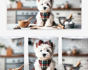 Baking Westie Puppy Mug Wrap: sublimatie koffiemokbestand (digitale download)