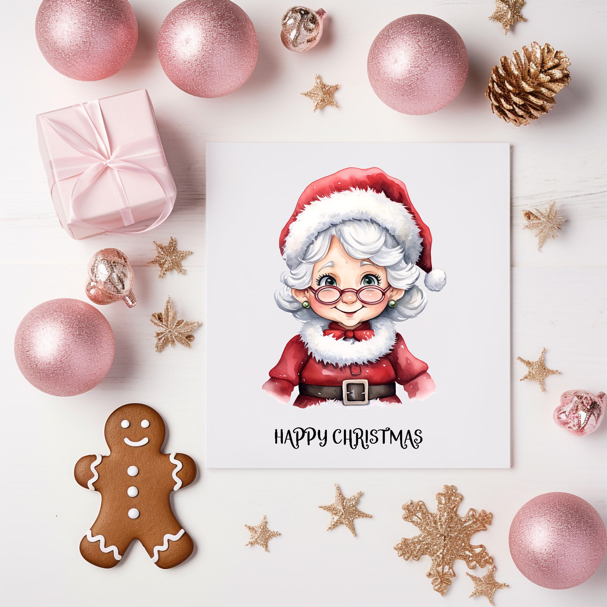 Watercolour Cute Mrs Claus Clipart Bundle, 26 Transparent PNG ...