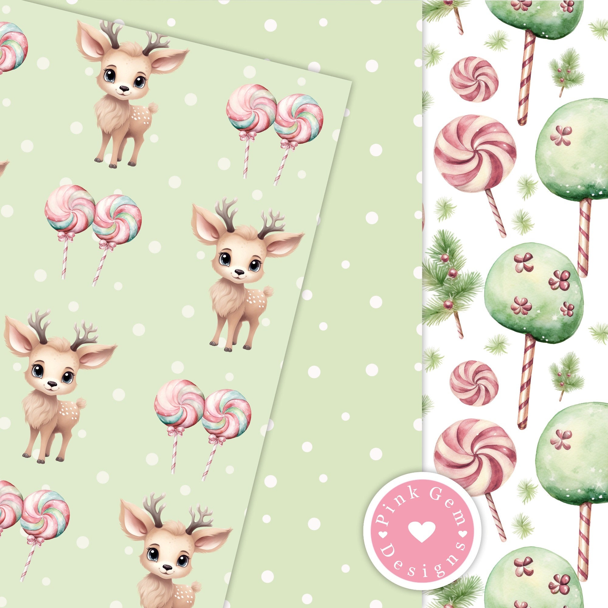 Reindeer Candy Digital Paper: Christmas Scrapbooking (digital Download ...
