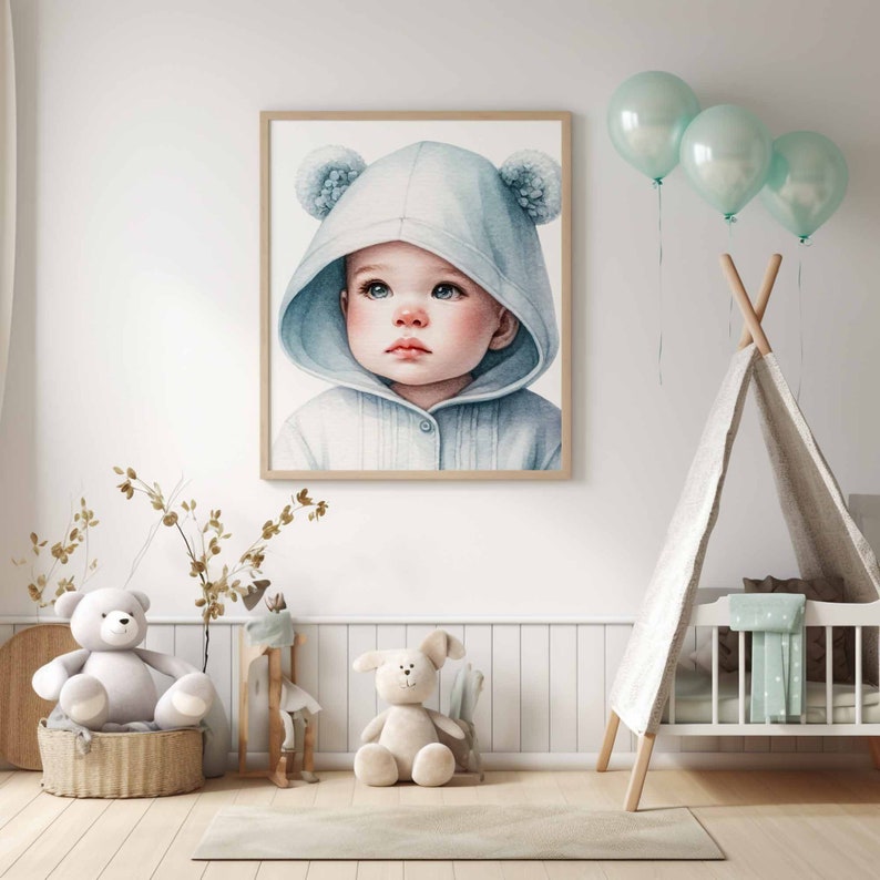 Watercolor Baby Boy Clipart Bundle: Blue Nursery PNG (digital Download ...