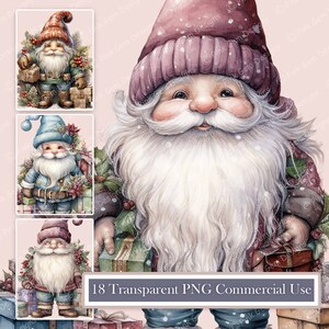 Santa Claus, Gnome Clipart Bundle 2, Scandinavian, 18 Transparent PNG, Commercial Use, Printable, Digital Graphics, Scrapbooking, Crafts