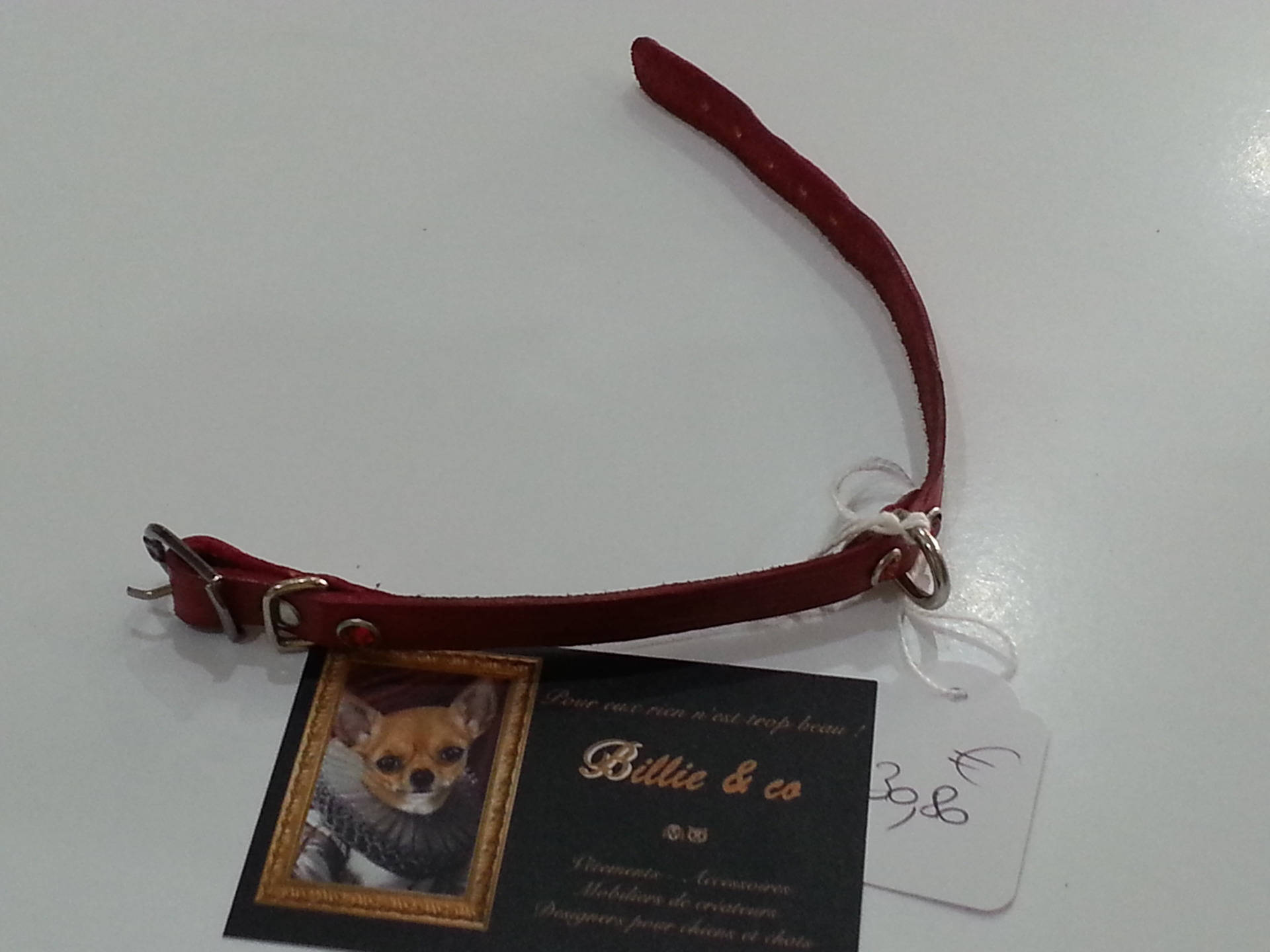 Collier en Cuir avec Strass Pour Petit Chien ou Chat