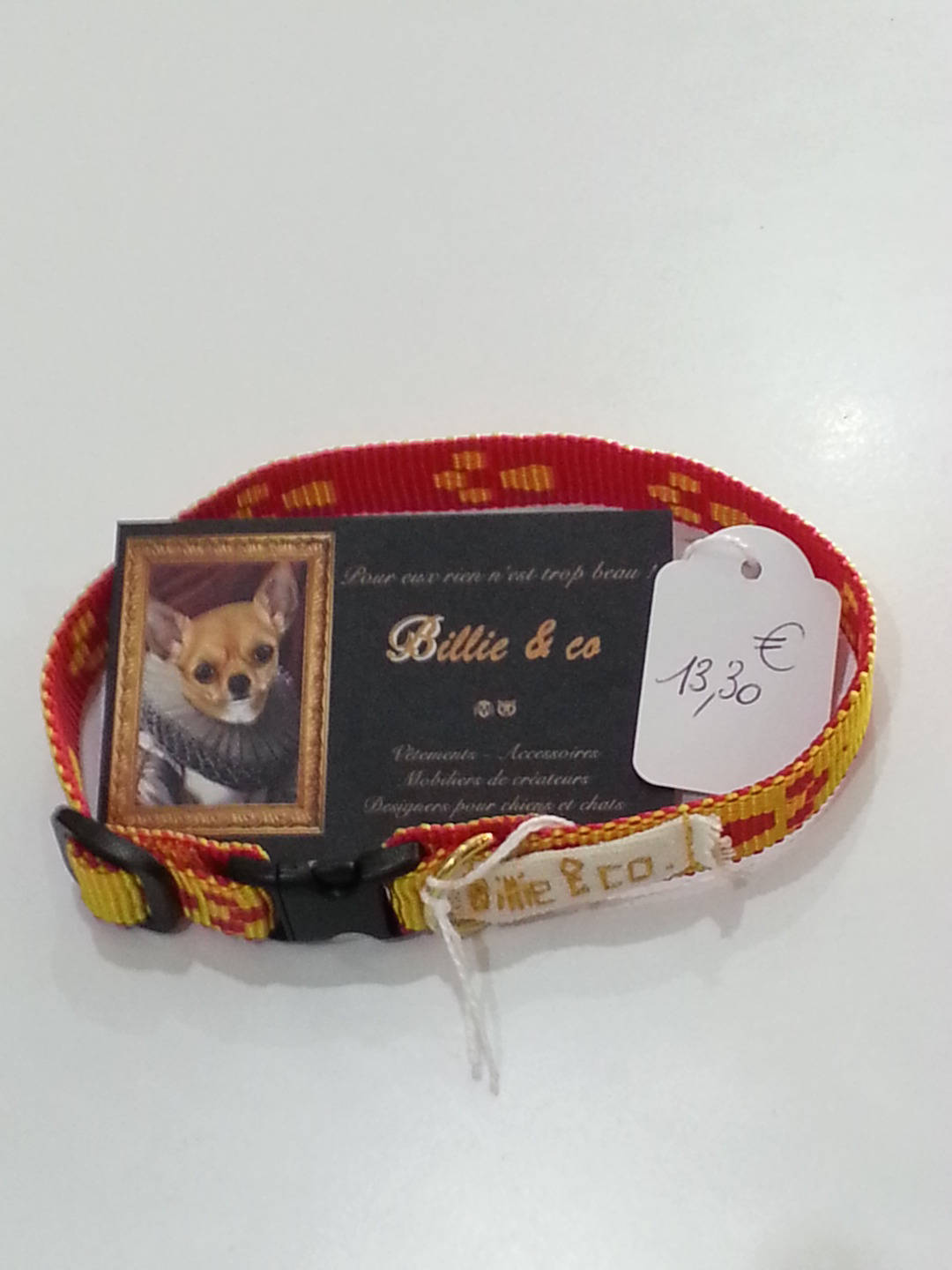 Collier Jaune et Rouge en Polyester Pour Petits Chiens