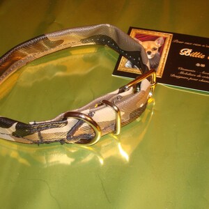 Faux leather type beige camouflage dog collar