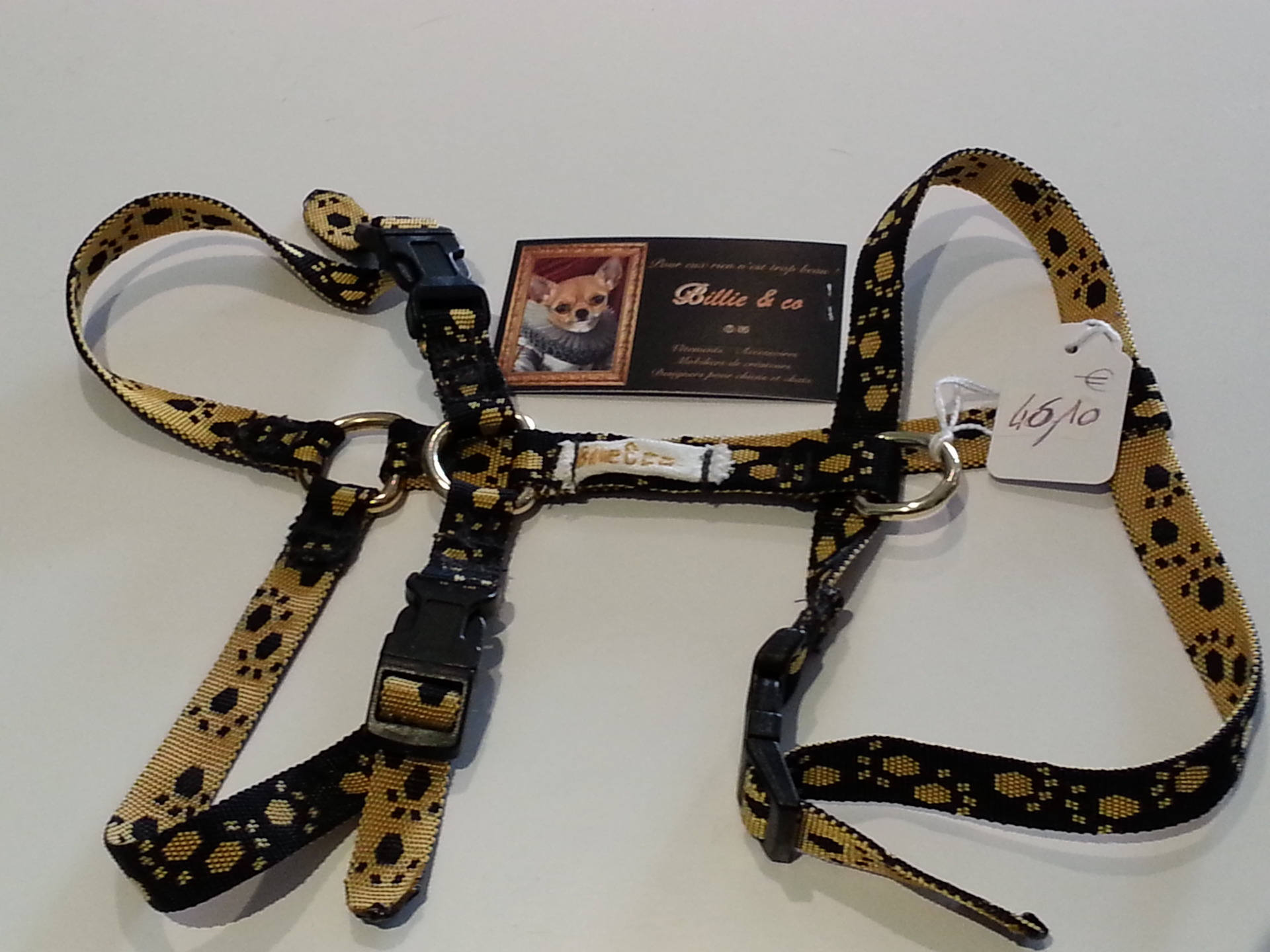 Harnais Empreintes de Pattes Jaunes et Noires Pour Chien ou Chat