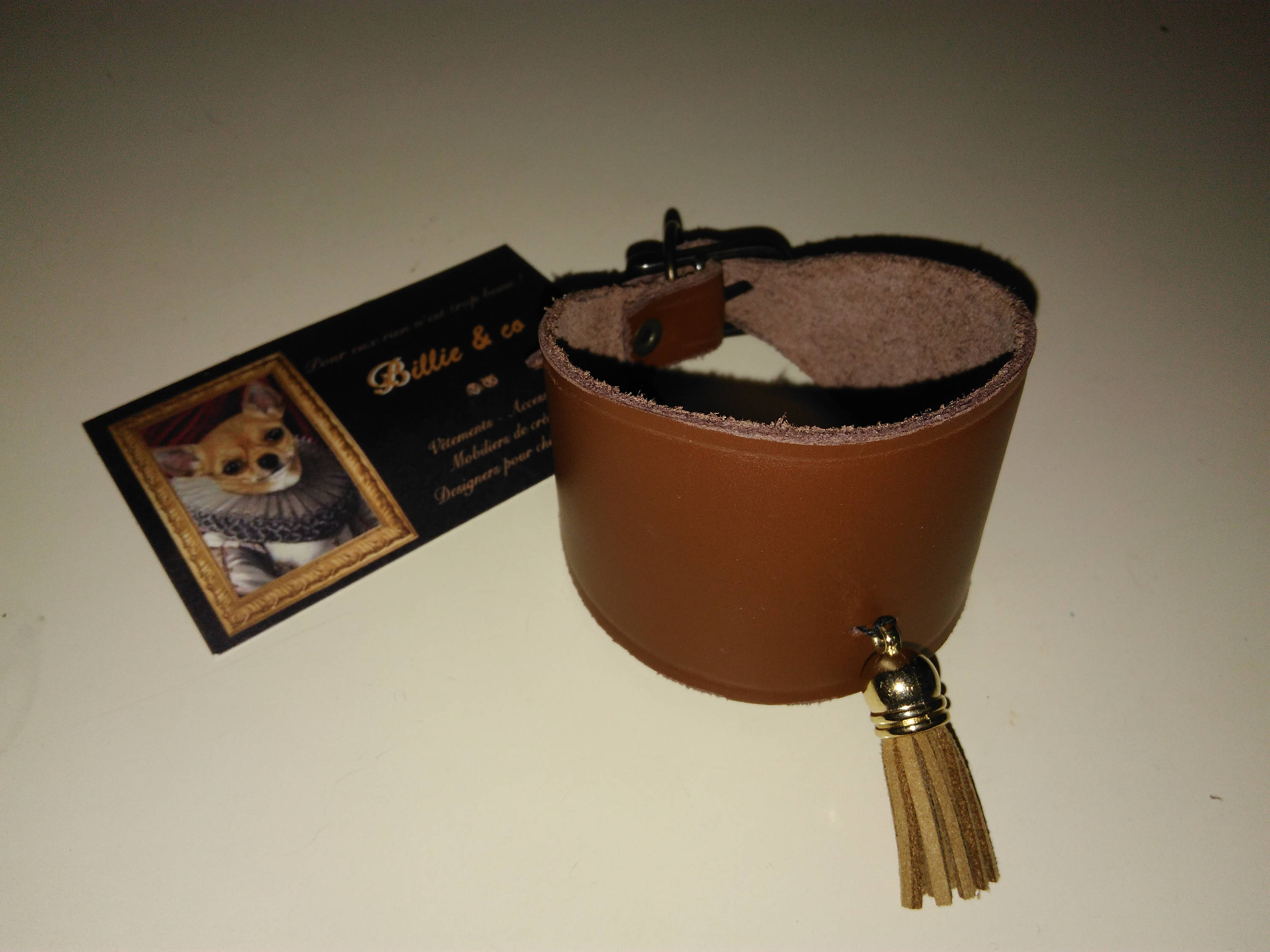 Collier en Cuir avec Pompon Pour Lévrier