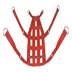 Genuine Thick Red Leather Sex Sling Swing For Adults With Stirrups Set