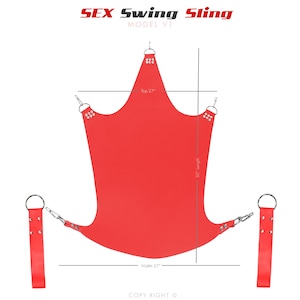 Heavy Duty Red Leather Bondage Swing Sling, Customized Adult Room Hanging Handmade Sex Swing Sling With Stirrups