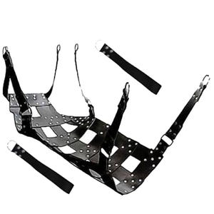Genuine Thick Black Leather Sex Sling Swing For Adults With Stirrups Set