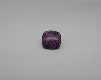 bague carré en pâte polymère mauve et noir