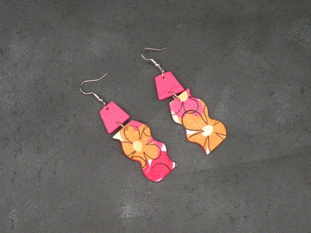 Boucles D'oreilles Vintage Années 70 - Multicouleur, Taille Unique - Occasion En Bon état Général