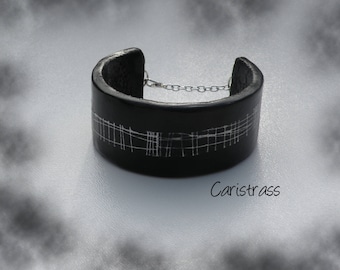 Bracelet manchette noir et blanc