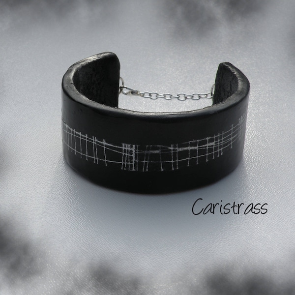 Bracelet manchette noir et blanc