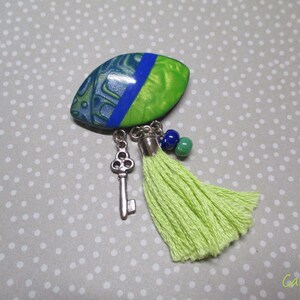 Broche Fantaisie Ancienne Ronde à Pompon - Bijou Vintage - Occasion