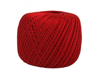 Cotton Perle yarn to crochet number 5 red oeko-tex certified