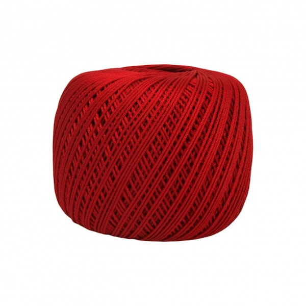 Coton Fils perlé à crocheter numéro 5  rouge certifié oeko-tex