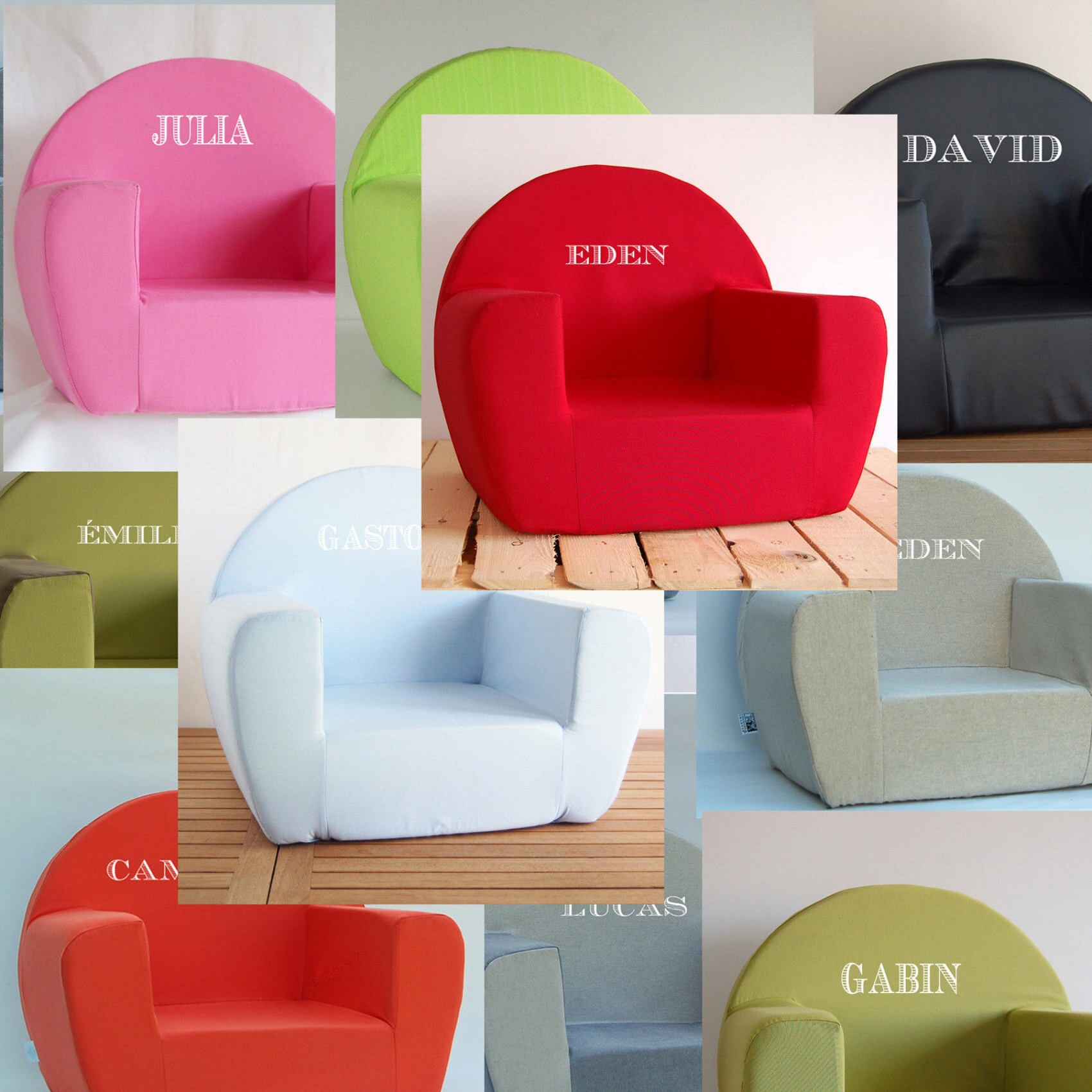 Cadeau Personnalisé Fauteuil Club Enfant Déhoussable Tissu Certifié Oeko-Tex