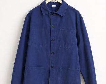 Vintage blue work jacket, 100% cotton, size 54 FR