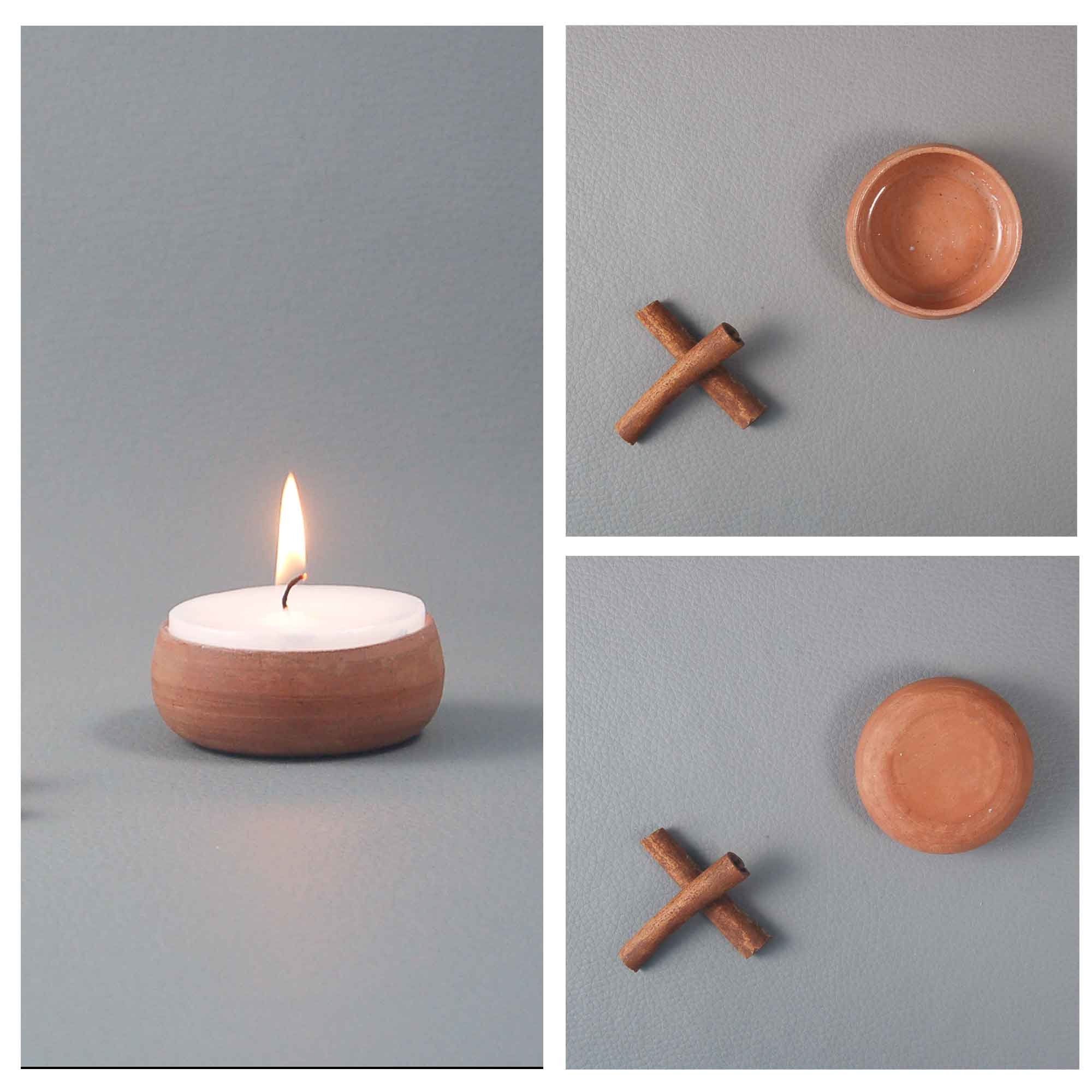 Bougeoir en Terre Cuite Vernissée