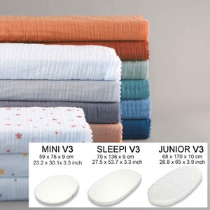 v3 Double gauze fitted sheet for oval stokke mattress 59x76x9 70x136x9 70x165x10 Oeko-Tex fabric image 1