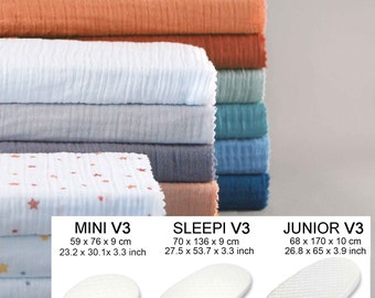 v3 Double gauze fitted sheet for oval stokke mattress 59x76x9 70x136x9 70x165x10 Oeko-Tex fabric
