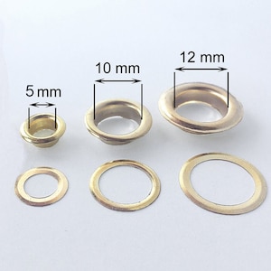 Gold Metal Eyelet 5 10 or 12 mm decreasing price