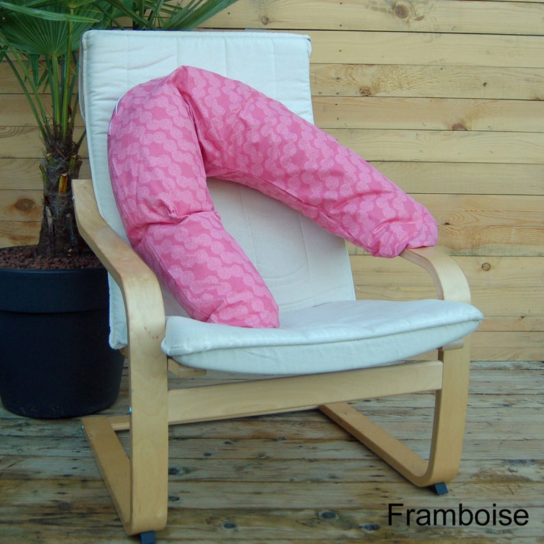 Coussin d'allaitement et sa housse coton tissu certifié oeko-tex Framboise