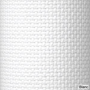 May include: Close-up of a white woven fabric with a textured surface. The fabric has a basketweave pattern, with the word "Blanc" in the bottom right corner.