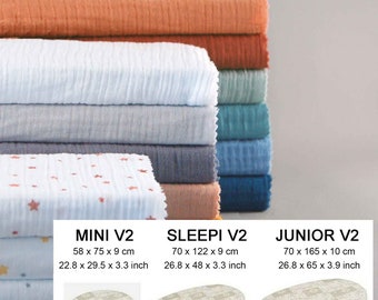 v2 Double gauze fitted sheet for oval stokke mattress 58x75x9 70x122x9 70x165x9 Oeko-Tex fabric