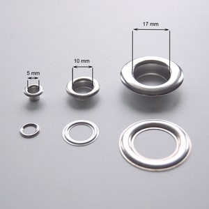 Silver Metal Eyelet 5 10 or 17 mm decreasing price image 1